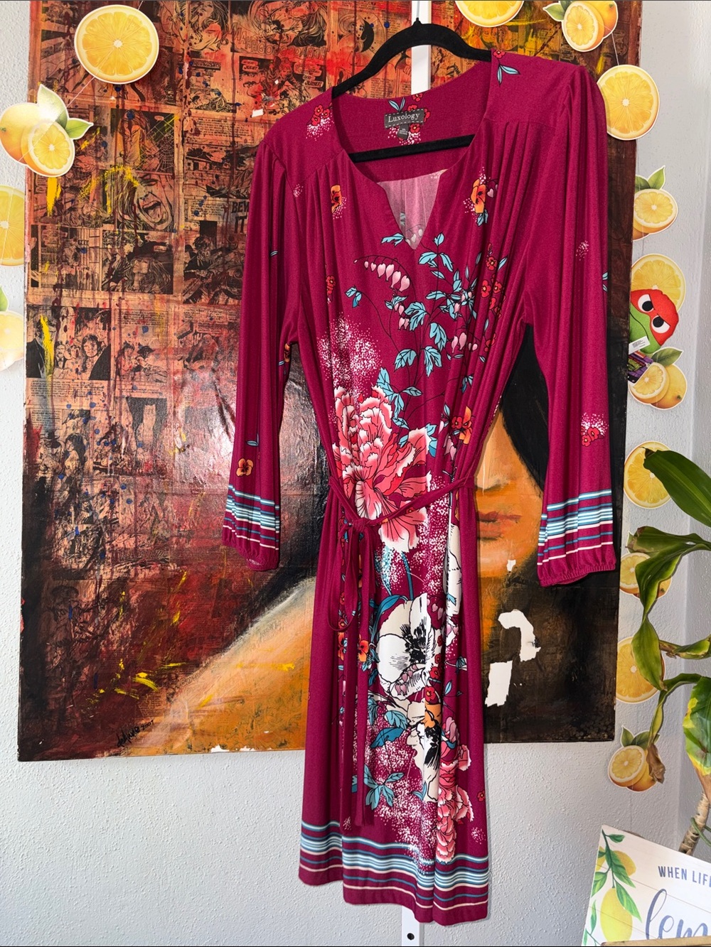 Luxology Size XL Floral Wrap Dress — Women's Berry Floral Intimates